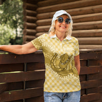 Melemele Hawaii Cowboy Palaka Motifs Personalised Women Polo Shirt Paniolo Festival Puakenikeni Lei LT14 - Polynesian Pride