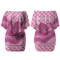 Alaka Hawaii Cowboy Palaka Motifs Personalised Couples Matching Off Shoulder Short Dress and Hawaiian Shirt Paniolo Festival Puakenikeni Lei LT14 - Polynesian Pride