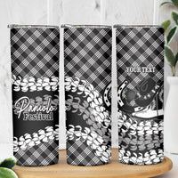 Eleele Hawaii Cowboy Palaka Motifs Personalised Skinny Tumbler Paniolo Festival Puakenikeni Lei LT14 - Polynesian Pride