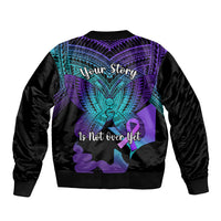 Suicide Awareness Your Story Is Not Over Yet Sleeve Zip Bomber Jacket Polynesian Butterfly Tattoo LT14 - Polynesian Pride