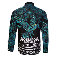 New Zealand Sulphur-crested Cockatoo Family Matching Off Shoulder Short Dress and Hawaiian Shirt Aotearoa Maori Mix Paua Shell