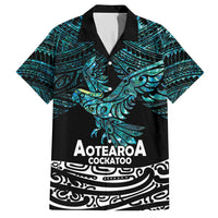 New Zealand Sulphur-crested Cockatoo Hawaiian Shirt Aotearoa Maori Mix Paua Shell LT14 Turquoise - Polynesian Pride