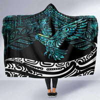 New Zealand Sulphur-crested Cockatoo Hooded Blanket Aotearoa Maori Mix Paua Shell LT14 One Size Turquoise - Polynesian Pride