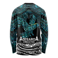 New Zealand Sulphur-crested Cockatoo Long Sleeve Shirt Aotearoa Maori Mix Paua Shell