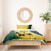 Malampa Province Bedding Set Vanuatu Map - Plumeria Flag Color