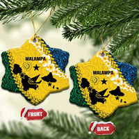 Malampa Province Ceramic Ornament Vanuatu Map - Plumeria Flag Color LT14 Snow Flake Yellow - Polynesian Pride