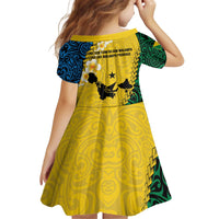 Malampa Province Kid Short Sleeve Dress Vanuatu Map - Plumeria Flag Color