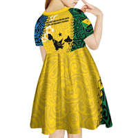 Malampa Province Kid Short Sleeve Dress Vanuatu Map - Plumeria Flag Color