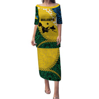 Malampa Province Puletasi Vanuatu Map - Plumeria Flag Color LT14 Long Dress Yellow - Polynesian Pride