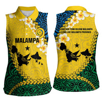 Malampa Province Women Sleeveless Polo Shirt Vanuatu Map - Plumeria Flag Color