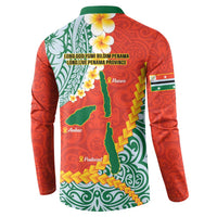 Penama Province Button Sweatshirt Vanuatu Map - Plumeria Flag Color LT14 - Polynesian Pride