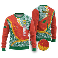 Penama Province Ugly Christmas Sweater Vanuatu Map - Plumeria Flag Color LT14 Red - Polynesian Pride
