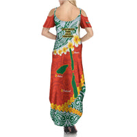 Penama Province Summer Maxi Dress Vanuatu Map - Plumeria Flag Color LT14 - Polynesian Pride