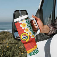 Penama Province Tumbler With Handle Vanuatu Pattern Map With Plumeria Flag Color LT14 - Polynesian Pride