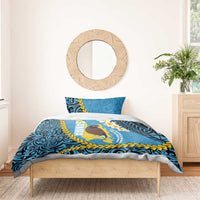 Sanma Province Bedding Set Vanuatu Pattern Myna Bird - Plumeria Flag Color