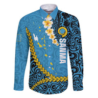 Sanma Province Family Matching Short Sleeve Bodycon Dress and Hawaiian Shirt Vanuatu Pattern Myna Bird - Plumeria Flag Color
