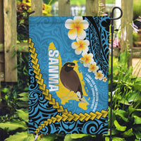 Sanma Province Garden Flag Vanuatu Pattern Myna Bird - Plumeria Flag Color LT14 Garden Flag Blue - Polynesian Pride