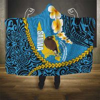 Sanma Province Hooded Blanket Vanuatu Pattern Myna Bird - Plumeria Flag Color LT14 - Polynesian Pride