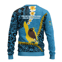 Sanma Province Ugly Christmas Sweater Vanuatu Pattern Myna Bird - Plumeria Flag Color LT14 - Polynesian Pride