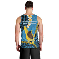 Sanma Province Men Tank Top Vanuatu Pattern Myna Bird - Plumeria Flag Color LT14 - Polynesian Pride