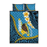 Sanma Province Quilt Bed Set Vanuatu Pattern Myna Bird - Plumeria Flag Color LT14 - Polynesian Pride