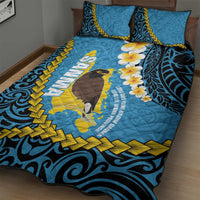 Sanma Province Quilt Bed Set Vanuatu Pattern Myna Bird - Plumeria Flag Color LT14 - Polynesian Pride