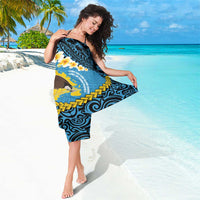 Sanma Province Sarong Vanuatu Pattern Myna Bird - Plumeria Flag Color