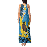 Sanma Province Tank Maxi Dress Vanuatu Pattern Myna Bird - Plumeria Flag Color LT14 - Polynesian Pride