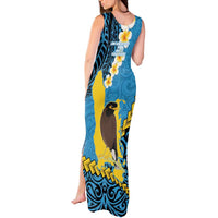 Sanma Province Tank Maxi Dress Vanuatu Pattern Myna Bird - Plumeria Flag Color LT14 - Polynesian Pride
