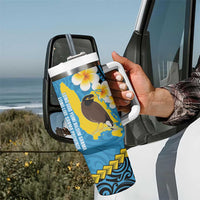 Sanma Province Tumbler With Handle Vanuatu Pattern Myna Bird With Plumeria Flag Color LT14 - Polynesian Pride