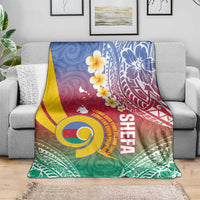 Shefa Province Blanket Vanuatu Pattern Map - Plumeria Flag Color LT14 - Polynesian Pride
