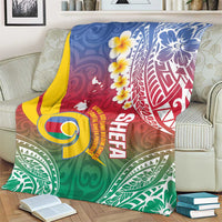 Shefa Province Blanket Vanuatu Pattern Map - Plumeria Flag Color LT14 - Polynesian Pride