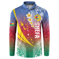 Shefa Province Button Sweatshirt Vanuatu Pattern Map - Plumeria Flag Color LT14 Red - Polynesian Pride