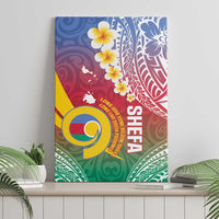 Shefa Province Canvas Wall Art Vanuatu Pattern Map - Plumeria Flag Color LT14 - Polynesian Pride