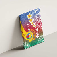 Shefa Province Canvas Wall Art Vanuatu Pattern Map - Plumeria Flag Color LT14 - Polynesian Pride