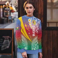 Shefa Province Ugly Christmas Sweater Vanuatu Pattern Map - Plumeria Flag Color LT14 - Polynesian Pride