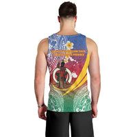 Shefa Province Men Tank Top Vanuatu Pattern Map - Plumeria Flag Color LT14 - Polynesian Pride
