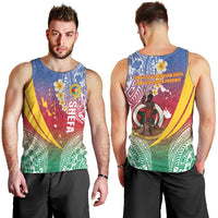 Shefa Province Men Tank Top Vanuatu Pattern Map - Plumeria Flag Color LT14 - Polynesian Pride