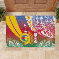 Shefa Province Rubber Doormat Vanuatu Pattern Map - Plumeria Flag Color LT14 Red - Polynesian Pride