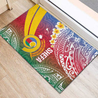 Shefa Province Rubber Doormat Vanuatu Pattern Map - Plumeria Flag Color LT14 - Polynesian Pride