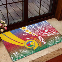 Shefa Province Rubber Doormat Vanuatu Pattern Map - Plumeria Flag Color LT14 - Polynesian Pride