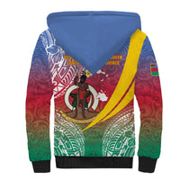Shefa Province Sherpa Hoodie Vanuatu Pattern Map - Plumeria Flag Color LT14 - Polynesian Pride