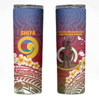 Shefa Province Skinny Tumbler Vanuatu Pattern Map With Plumeria Flag Color