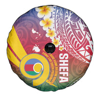 Shefa Province Spare Tire Cover Vanuatu Pattern Map - Plumeria Flag Color LT14 - Polynesian Pride