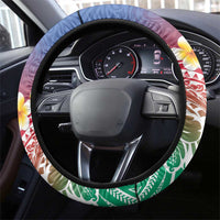 Shefa Province Steering Wheel Cover Vanuatu Pattern Map - Plumeria Flag Color LT14 - Polynesian Pride