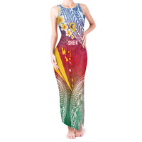 Shefa Province Tank Maxi Dress Vanuatu Pattern Map - Plumeria Flag Color LT14 Women Red - Polynesian Pride