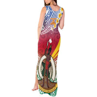 Shefa Province Tank Maxi Dress Vanuatu Pattern Map - Plumeria Flag Color LT14 - Polynesian Pride