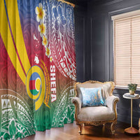 Shefa Province Window Curtain Vanuatu Pattern Map - Plumeria Flag Color LT14 - Polynesian Pride