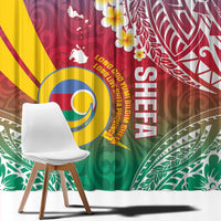 Shefa Province Window Curtain Vanuatu Pattern Map - Plumeria Flag Color LT14 - Polynesian Pride