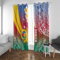 Shefa Province Window Curtain Vanuatu Pattern Map - Plumeria Flag Color LT14 With Grommets Red - Polynesian Pride